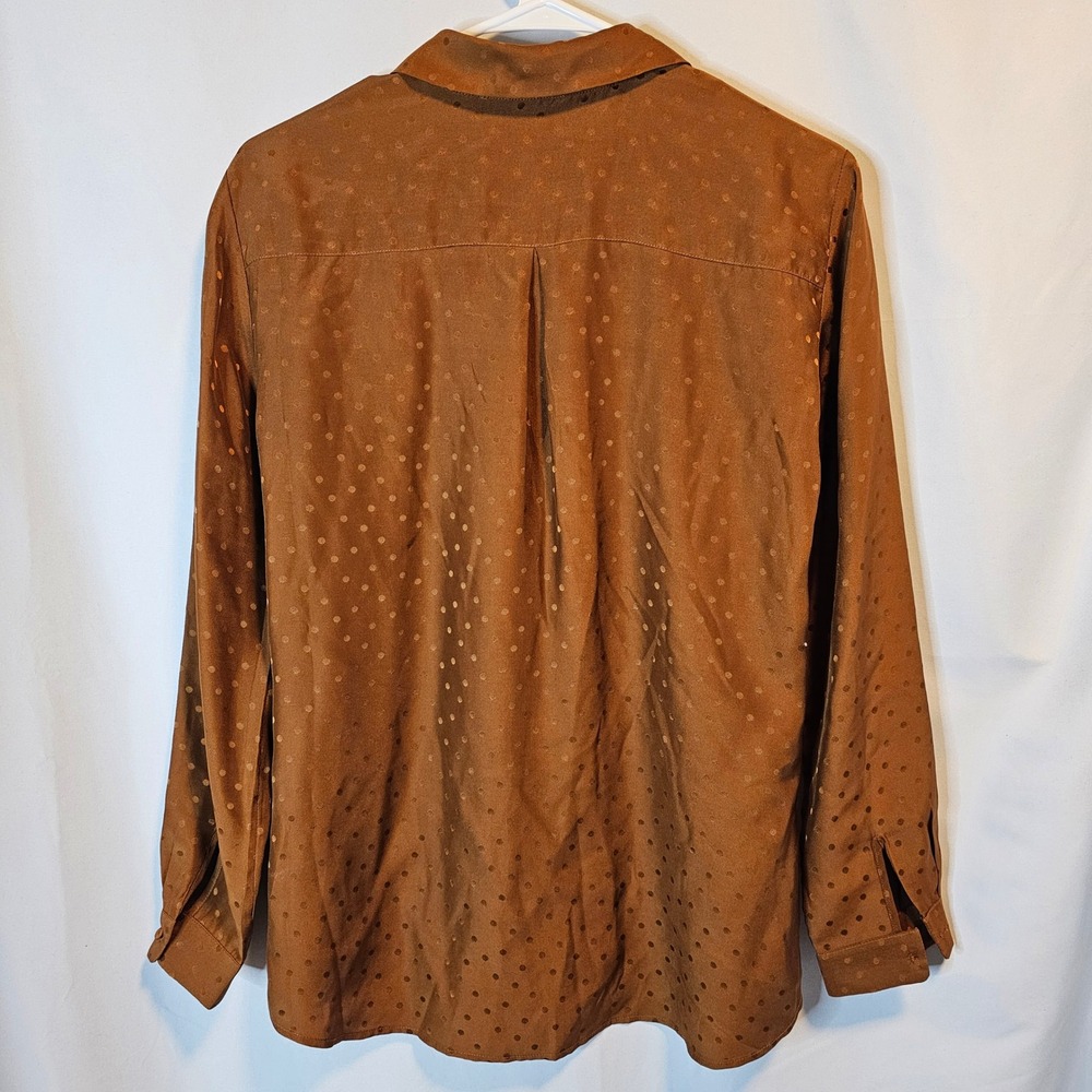 Sezane Silk Polka Dot Blouse Women 36 Rust Brown French Chic Quiet Luxury DESC - Picture 9 of 11